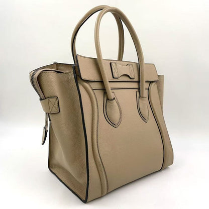 Celine Luggage Mini Leather Beige Handbag Silver