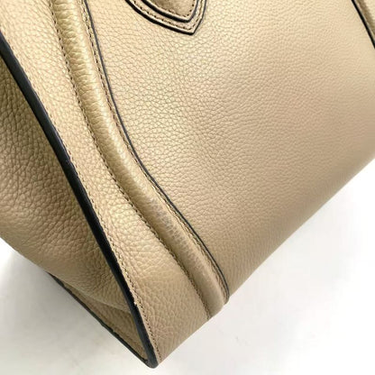 Celine Luggage Mini Leather Beige Handbag Silver