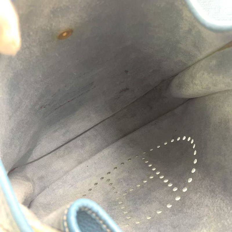 Hermes Evelyn PM F Engraved Leather Blue Shoulder Bag Gold