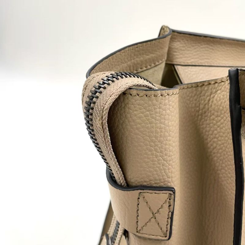 Celine Luggage Mini Leather Beige Handbag Silver