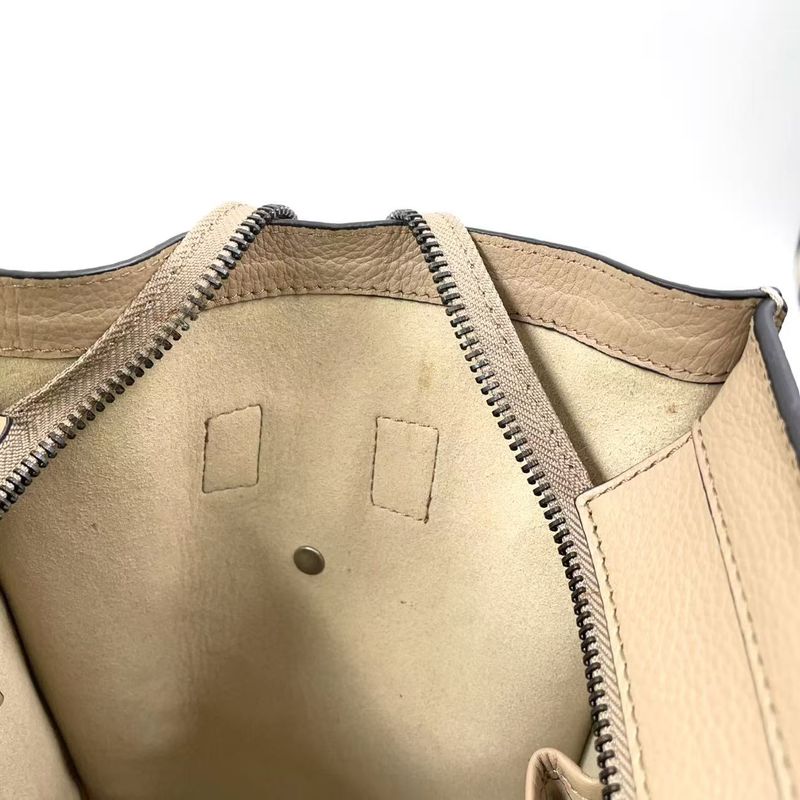 Celine Luggage Mini Leather Beige Handbag Silver