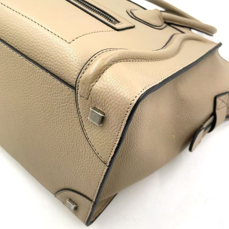 Celine Luggage Mini Leather Beige Handbag Silver