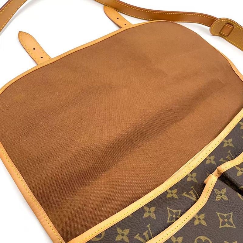Louis Vuitton Gibeciere GM Monogram Leather ×pvc Brown Shoulder Bag Gold M42249