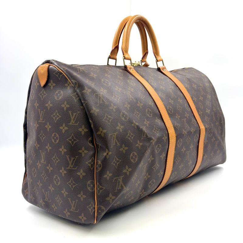 Louis Vuitton Keepall 55 Monogram Leather X PVC Brown Boston Bag Gold M41424