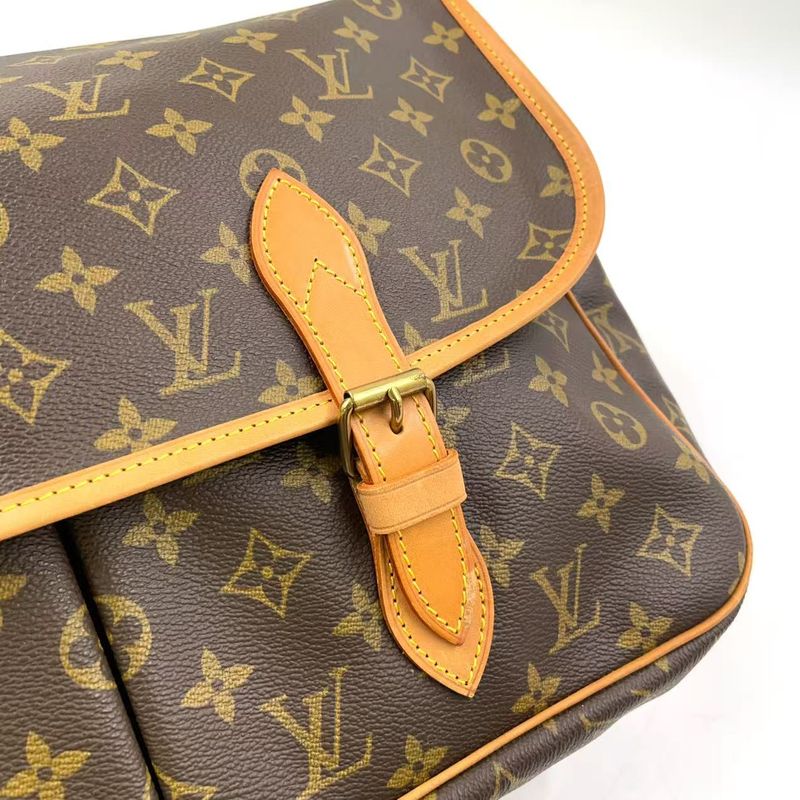Louis Vuitton Gibeciere GM Monogram Leather ×pvc Brown Shoulder Bag Gold M42249