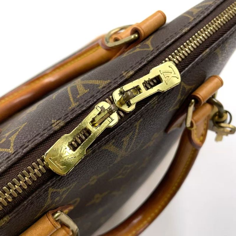 Louis Vuitton Alma PM Monogram Leather × PVC Brown Handbag Gold M51130
