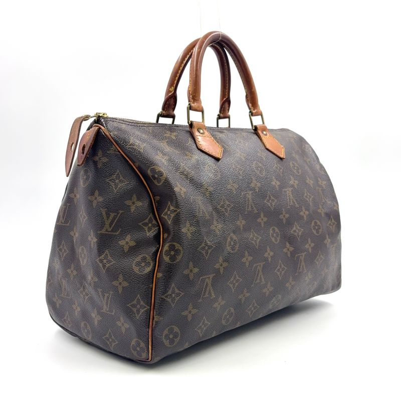 Louis Vuitton Speedy 35 Monogram Leather X PVC Brown Handbag Gold M41524