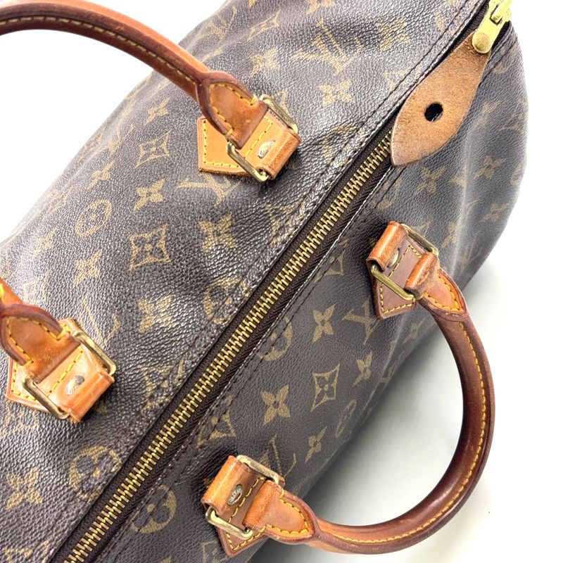 Louis Vuitton Speedy 35 Monogram Leather X PVC Brown Handbag Gold M41524