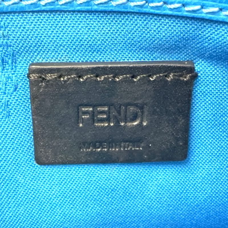 Fendi Bugs Eye Chain Wallet Leather Blue X Red Shoulder Bag Silver