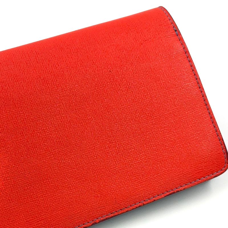 Fendi Bugs Eye Chain Wallet Leather Blue X Red Shoulder Bag Silver