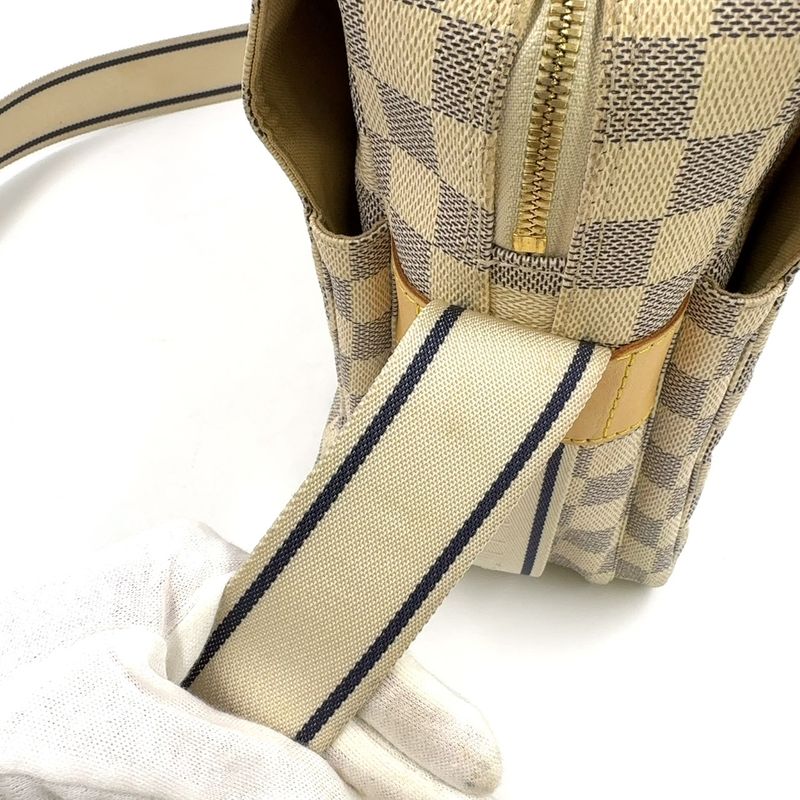 Louis Vuitton Naviglio Damier Azure Damier Azure Leather ×pvc White Shoulder