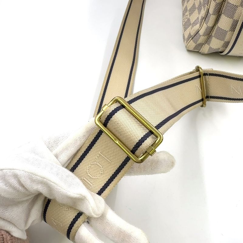 Louis Vuitton Naviglio Damier Azure Damier Azure Leather ×pvc White Shoulder