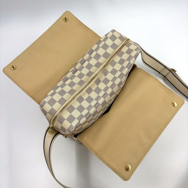 Louis Vuitton Naviglio Damier Azure Damier Azure Leather ×pvc White Shoulder