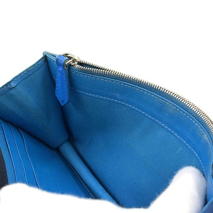 Fendi Bugs Eye Chain Wallet Leather Blue X Red Shoulder Bag Silver