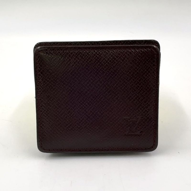 Louis Vuitton Portomone Boite Coin Purse Blurred Serial Leather X Box Calf Dark