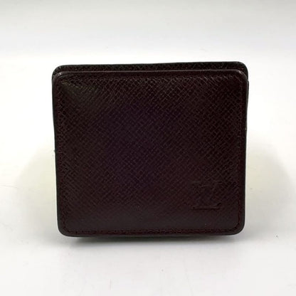 Louis Vuitton Portomone Boite Coin Purse Blurred Serial Leather X Box Calf Dark
