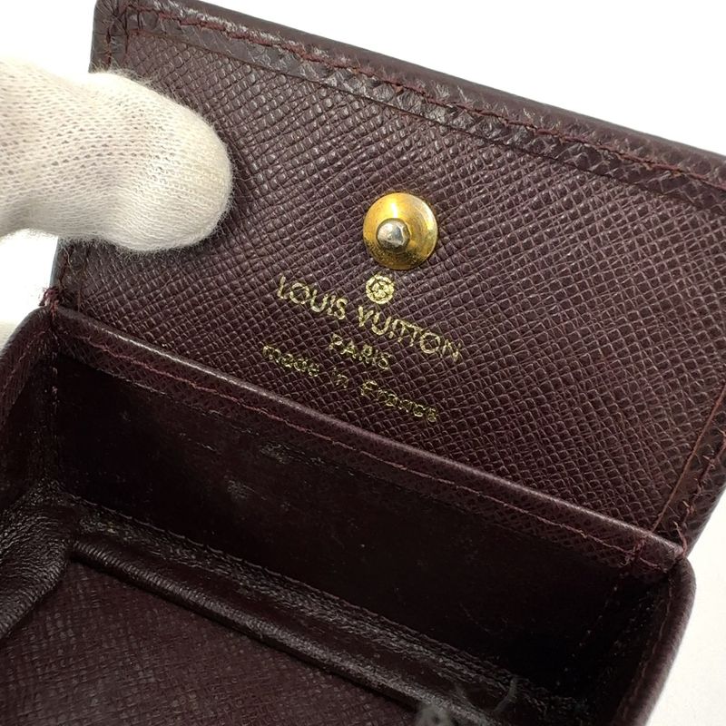 Louis Vuitton Portomone Boite Coin Purse Blurred Serial Leather X Box Calf Dark