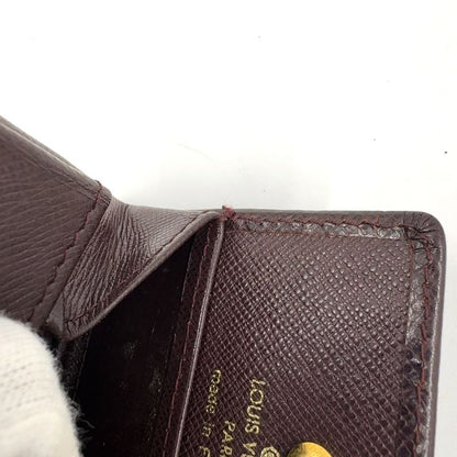 Louis Vuitton Portomone Boite Coin Purse Blurred Serial Leather X Box Calf Dark