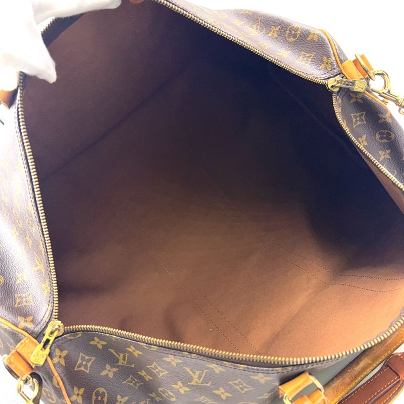 Louis Vuitton Keepall Bandoliere 60 Monogram Leather × PVC Brown Boston Bag