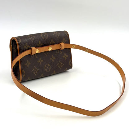 Louis Vuitton Pochette Twin PM Monogram XS Leather ×pvc Brown Shoulder Bag Gold