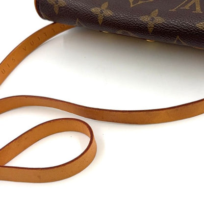 Louis Vuitton Pochette Twin PM Monogram XS Leather ×pvc Brown Shoulder Bag Gold