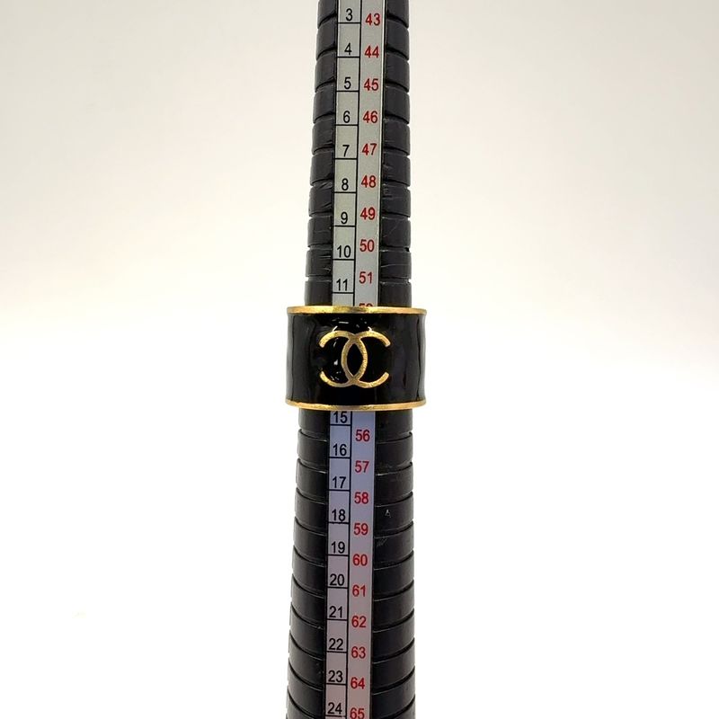 Chanel Coco Mark Heart 02 P Metal Gold X Black Ring A18714