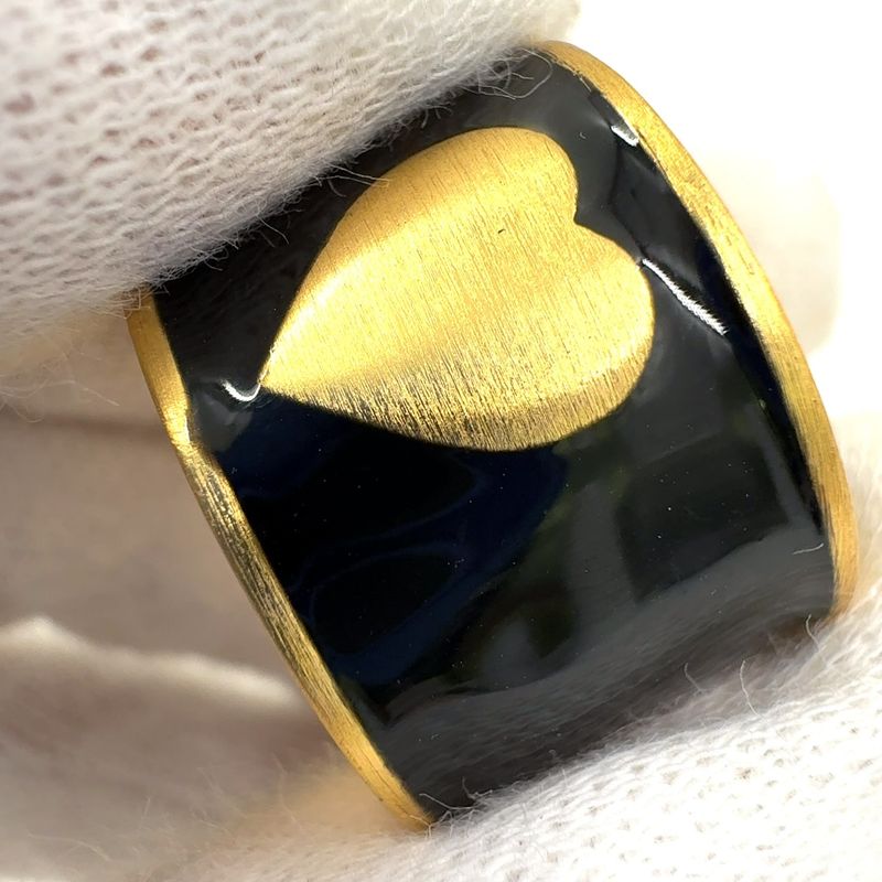 Chanel Coco Mark Heart 02 P Metal Gold X Black Ring A18714