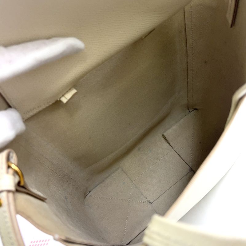 Celine Vertical Cabas 2way Shoulder Leather Off-White Handbag Gold