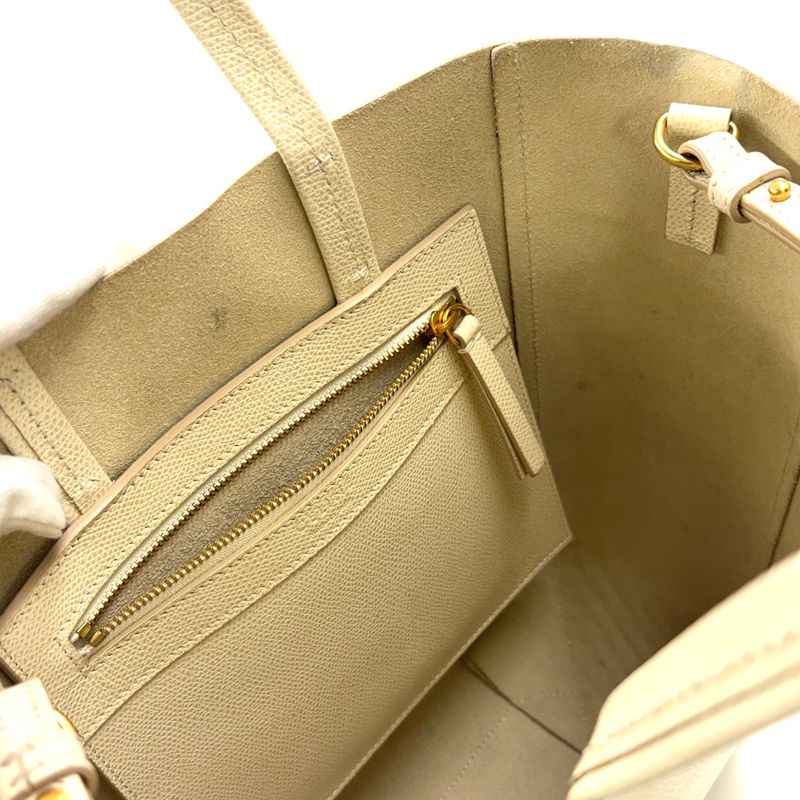 Celine Vertical Cabas 2way Shoulder Leather Off-White Handbag Gold