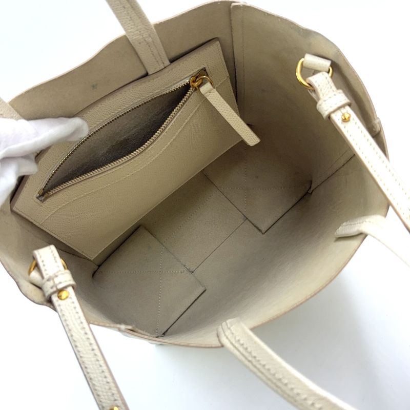 Celine Vertical Cabas 2way Shoulder Leather Off-White Handbag Gold