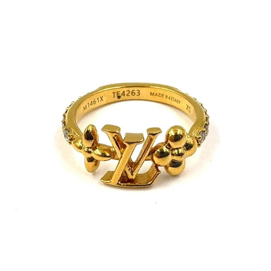 Louis Vuitton LV Iconic XS Size Metal X Colored Stone Clear X Gold Ring M1461x