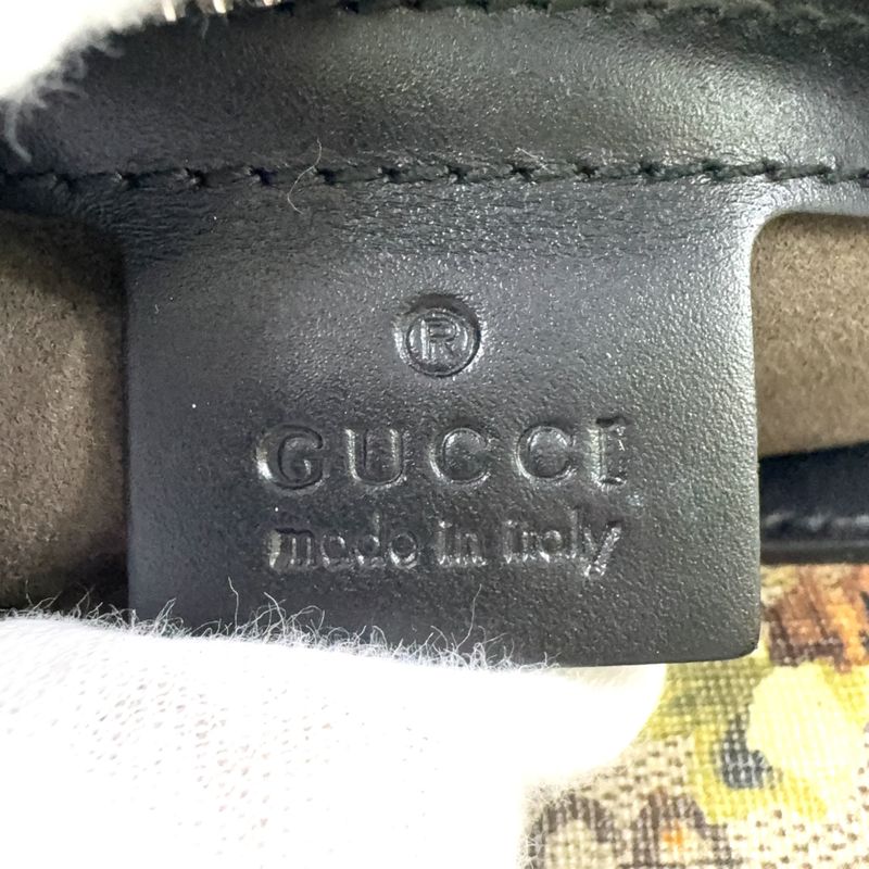 Gucci GG Blooms Leather × PVC Navy × Beige Boston Bag Silver 406380