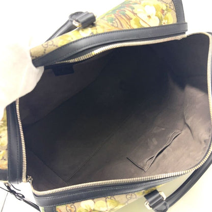 Gucci GG Blooms Leather × PVC Navy × Beige Boston Bag Silver 406380