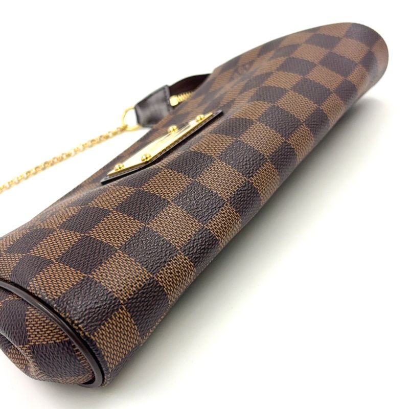 Louis Vuitton Eva Damier Ebene Damier Ebene Leather ×pvc Brown Chain Shoulder
