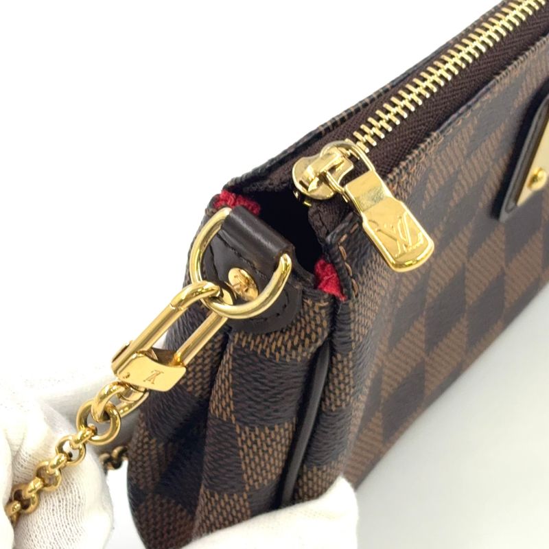 Louis Vuitton Eva Damier Ebene Damier Ebene Leather ×pvc Brown Chain Shoulder