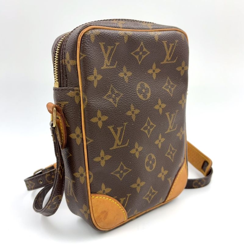 Louis Vuitton Danube Monogram Leather ×pvc Brown Shoulder Bag Gold M45266