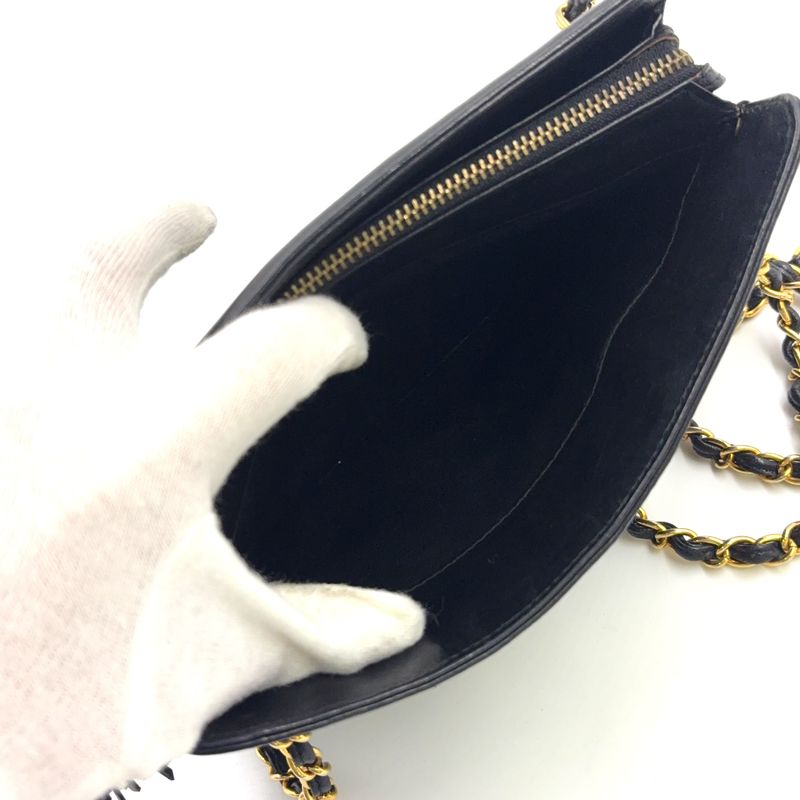 Chanel Matelasse Fringe Serial Number 1 Leather Black Chain Shoulder Bag Gold