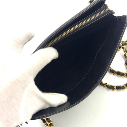 Chanel Matelasse Fringe Serial Number 1 Leather Black Chain Shoulder Bag Gold