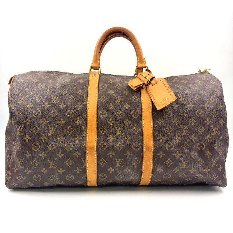 Louis Vuitton Keepall 55 Monogram Leather X PVC Brown Boston Bag Gold M41424