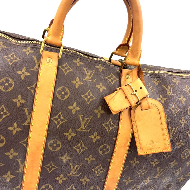 Louis Vuitton Keepall 55 Monogram Leather X PVC Brown Boston Bag Gold M41424