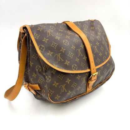 Louis Vuitton Saumur 35 Monogram Leather × PVC Brown Shoulder Bag Gold M42254