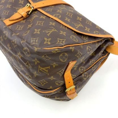 Louis Vuitton Saumur 35 Monogram Leather × PVC Brown Shoulder Bag Gold M42254