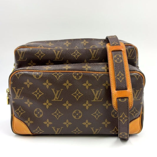 Louis Vuitton Nile Monogram Leather × PVC Brown Shoulder Bag Gold M45244