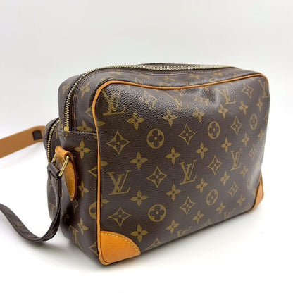 Louis Vuitton Nile Monogram Leather × PVC Brown Shoulder Bag Gold M45244