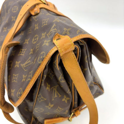 Louis Vuitton Saumur 35 Monogram Leather × PVC Brown Shoulder Bag Gold M42254