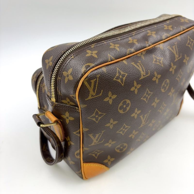 Louis Vuitton Nile Monogram Leather × PVC Brown Shoulder Bag Gold M45244