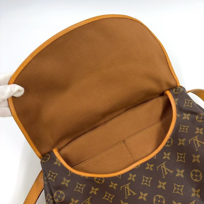 Louis Vuitton Saumur 35 Monogram Leather × PVC Brown Shoulder Bag Gold M42254