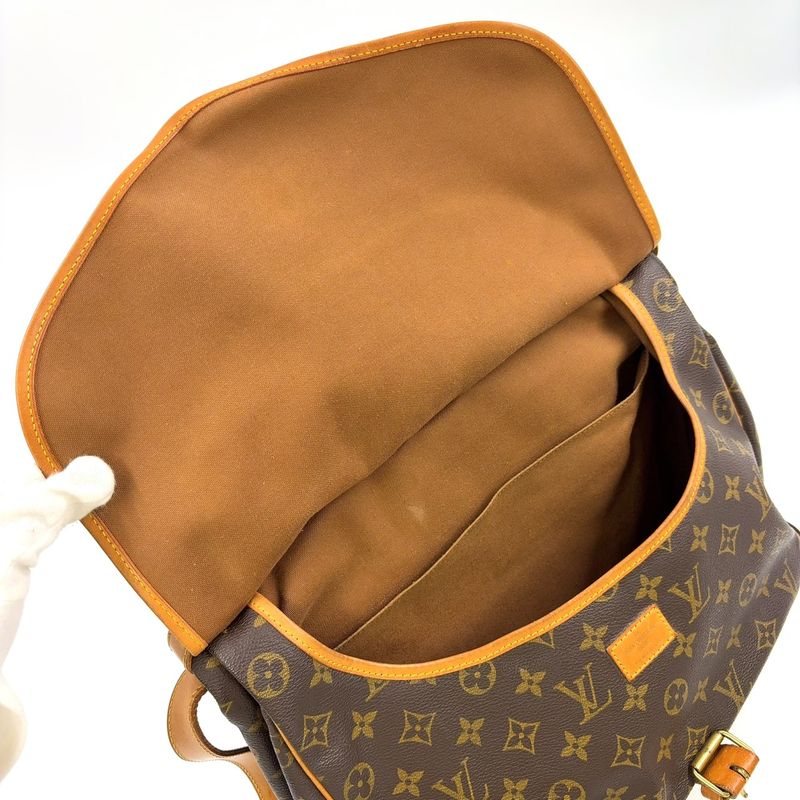 Louis Vuitton Saumur 35 Monogram Leather × PVC Brown Shoulder Bag Gold M42254