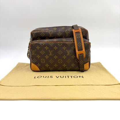 Louis Vuitton Nile Monogram Leather × PVC Brown Shoulder Bag Gold M45244