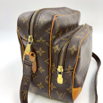 Louis Vuitton Nile Monogram Leather × PVC Brown Shoulder Bag Gold M45244